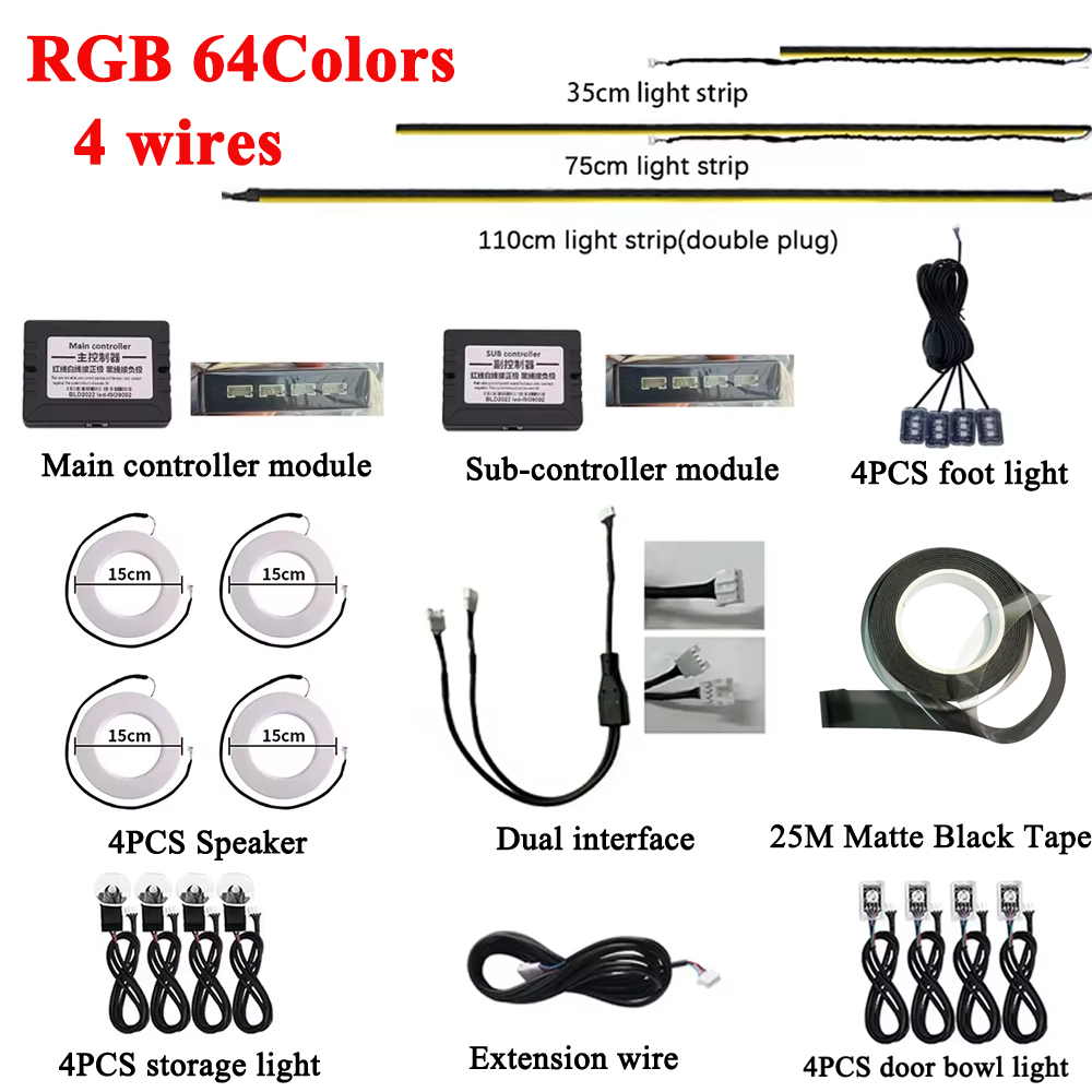 RGB 64 Colors LED Car Ambient  – обзор и цена Led El Wire