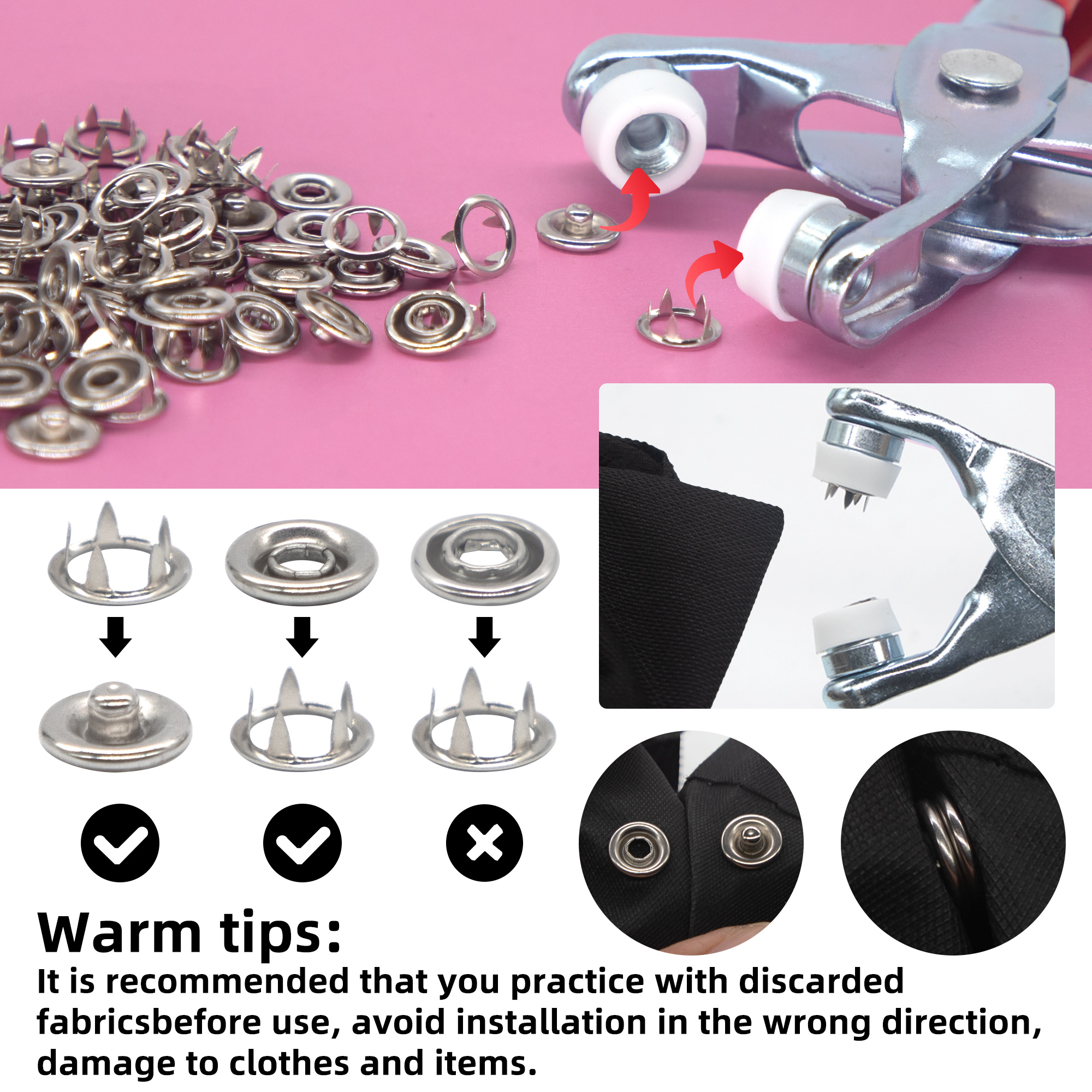 50 Sets Snap Fasteners Kit Too – обзор и цена Snap Fastener Set