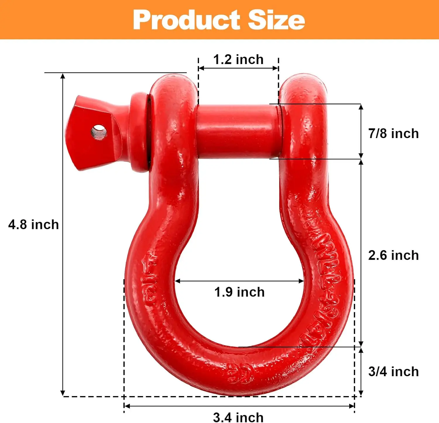 3 Pack D Ring Shackles - 3/4