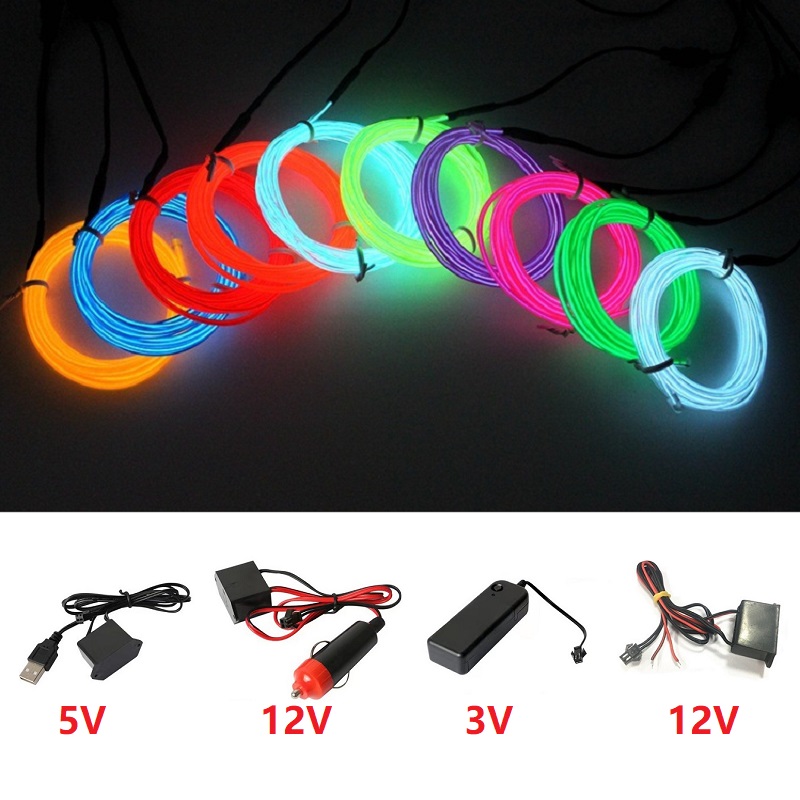 10m/5m/3m/1m 3V Battery 5V USB – обзор и цена Led El Wire